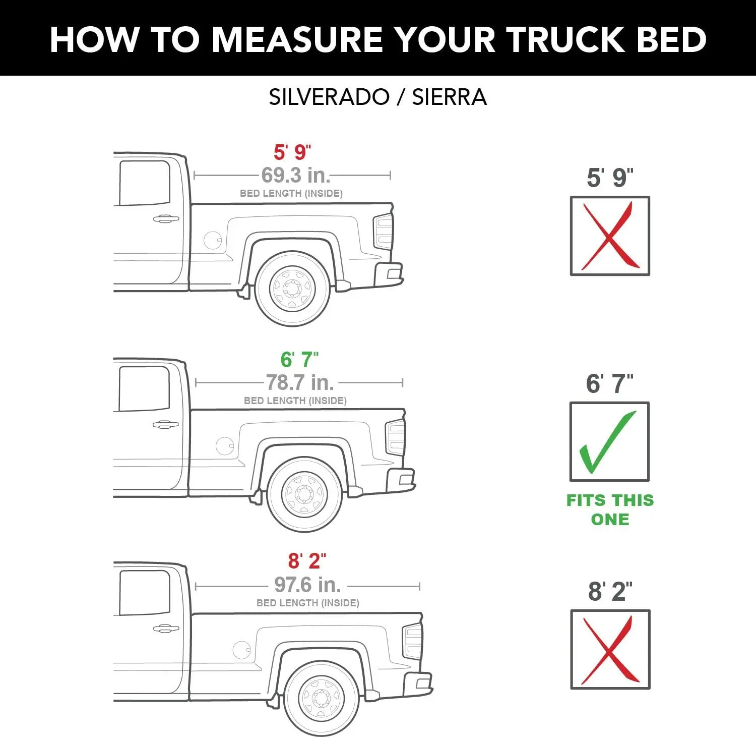 Couvre-tonneau de lit de camion pliable dur, 1126101, convient aux oral y 1988-2013, GMC Silverado, Sierra & C/K, 2014, 2500