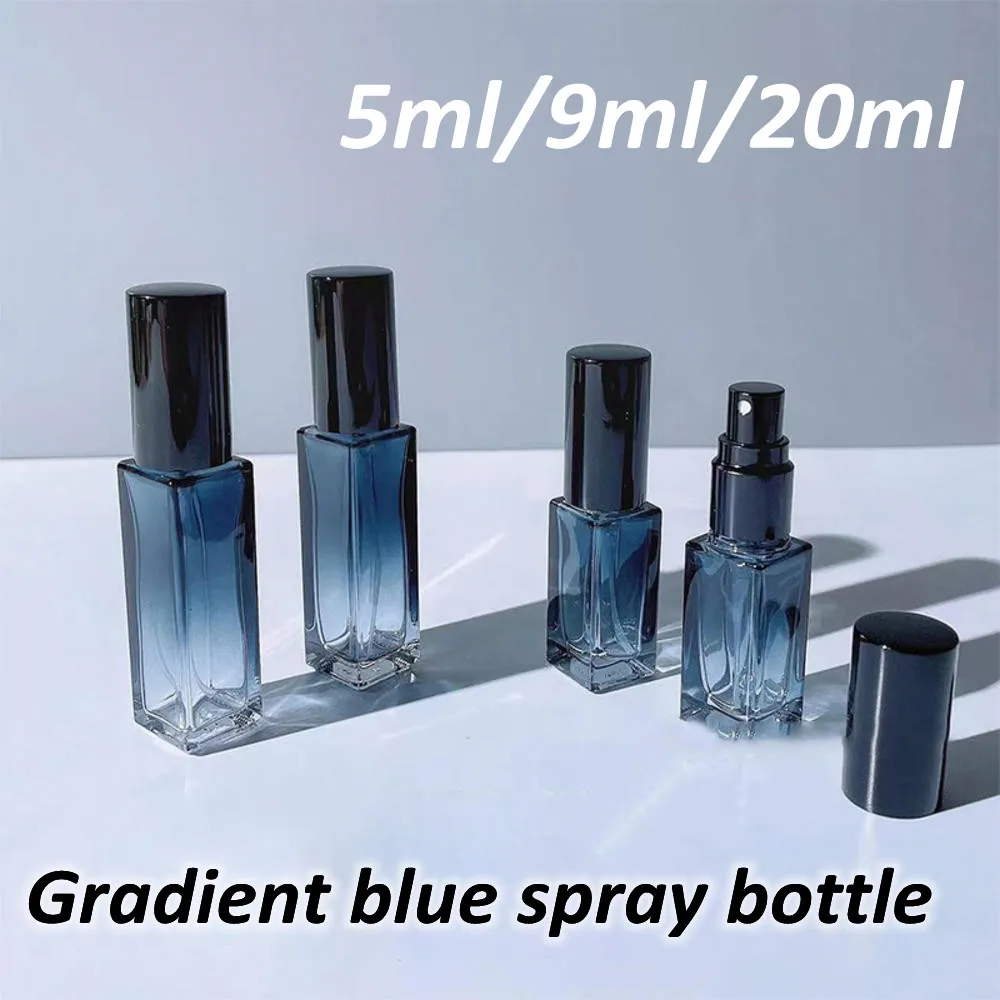 5/9/20ml Gradient Blue Perfume Spray Bottle Glass Portable Refillable Bottle Cosmetic Container Empty Spray Atomizer Sub-Bottle