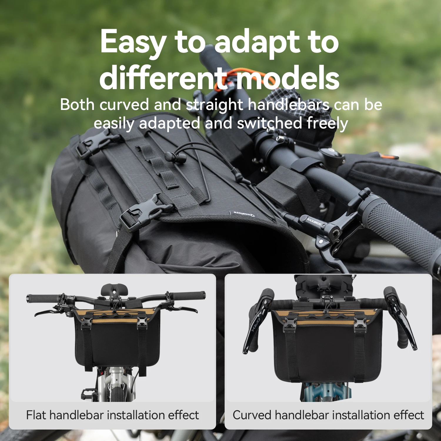 

Велосумка Qunature для байкпекинга с утолщенными креплениями, крепление на руль, для шоссейных и горных велосипедов, совместима с различными рулями