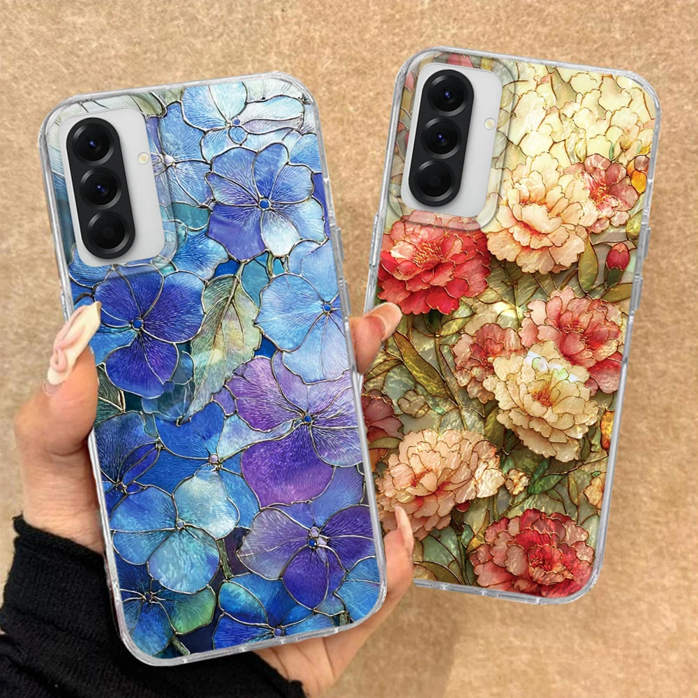 Künstlerische Farbverlauf-Rosenblumen für Samsung Galaxy A56 A16 A55 A34 A07 A17 A26 A54 A15 A13 A25 A37 A57 Hülle Koreanische Handyhülle