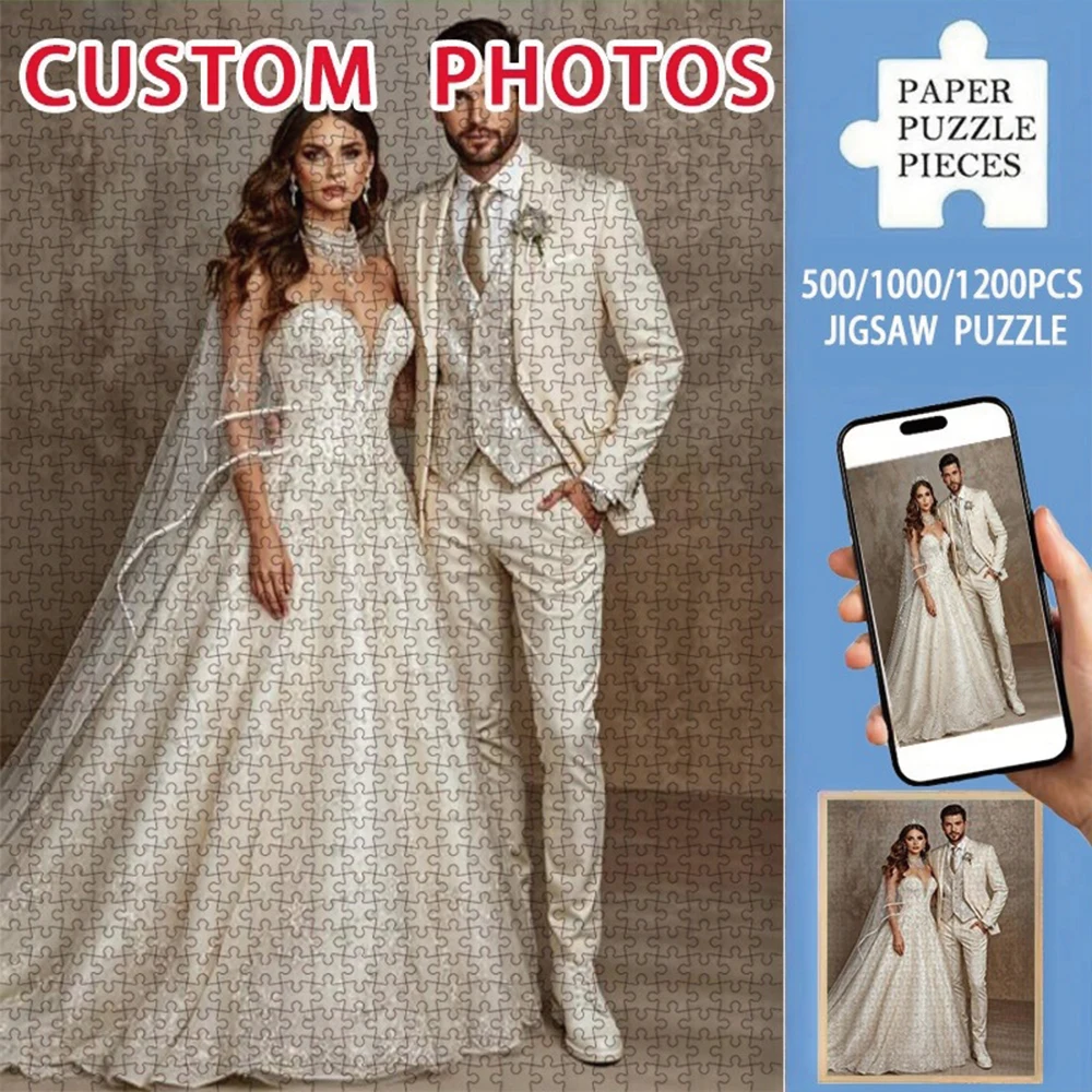 35/300/500/1000 Stück Personalisiertes Foto-Puzzle mit Familienfotos für Vatertag, Schulanfang, Halloween, Weihnachten, Neujahr