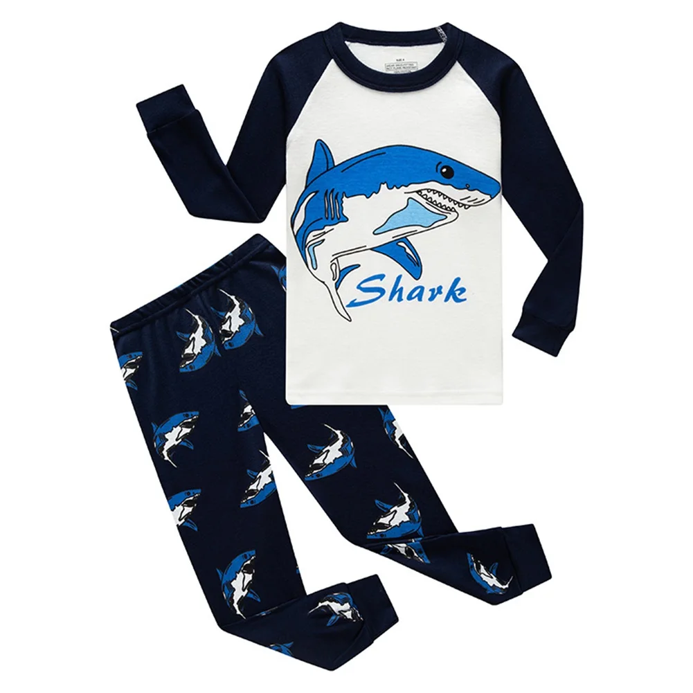 Boys Pajamas Clothes Suits Autumn Spring 3-12 Years Children Shark Dinosaur Pyjamas Sleep Suit Cotton Baby Boy Pijamas