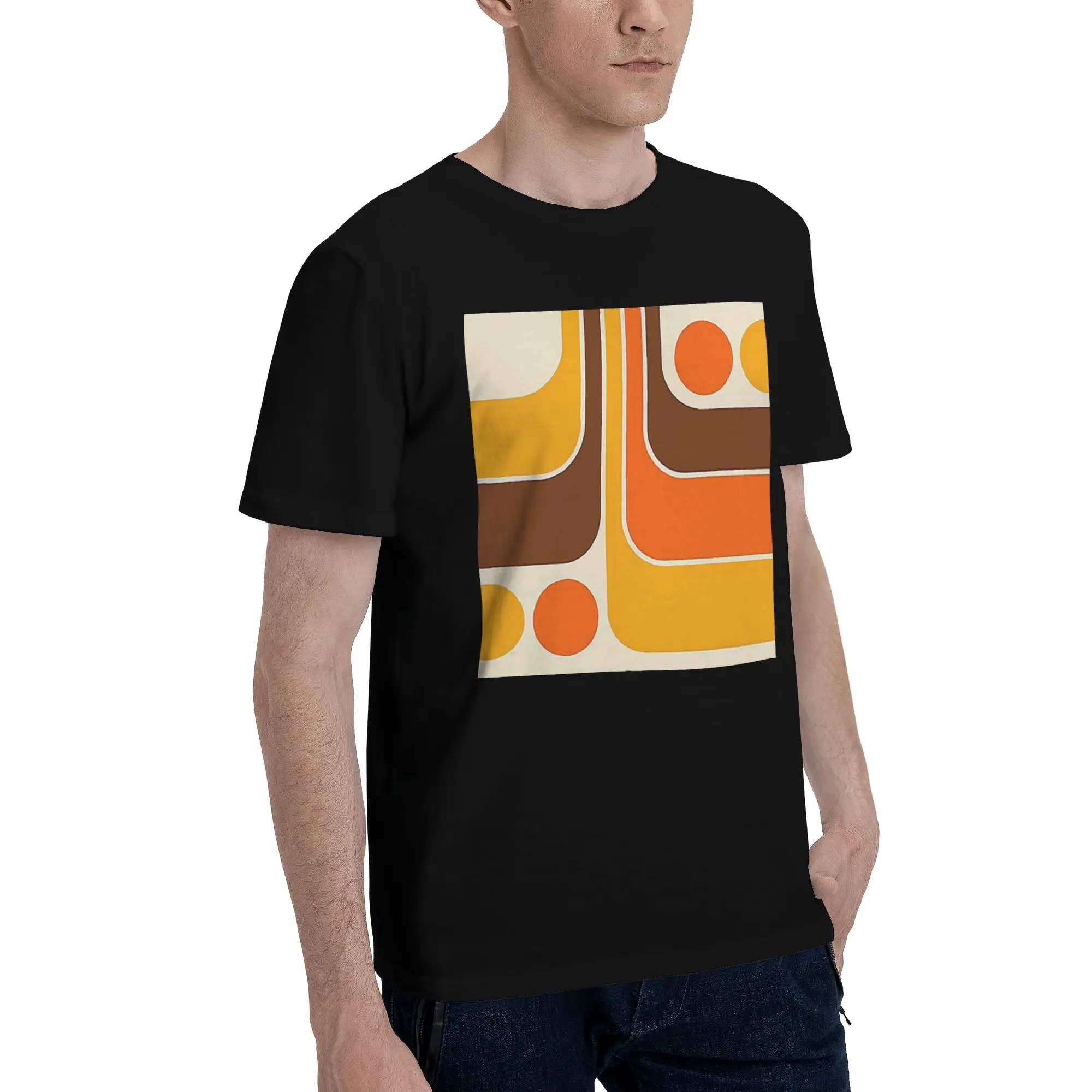 

Мужская футболка с геометрическим дизайном в стиле ретро 62, футболки больших размеров, мужские хлопковые футболки с круглым вырезом, короткие летние мужские футболки