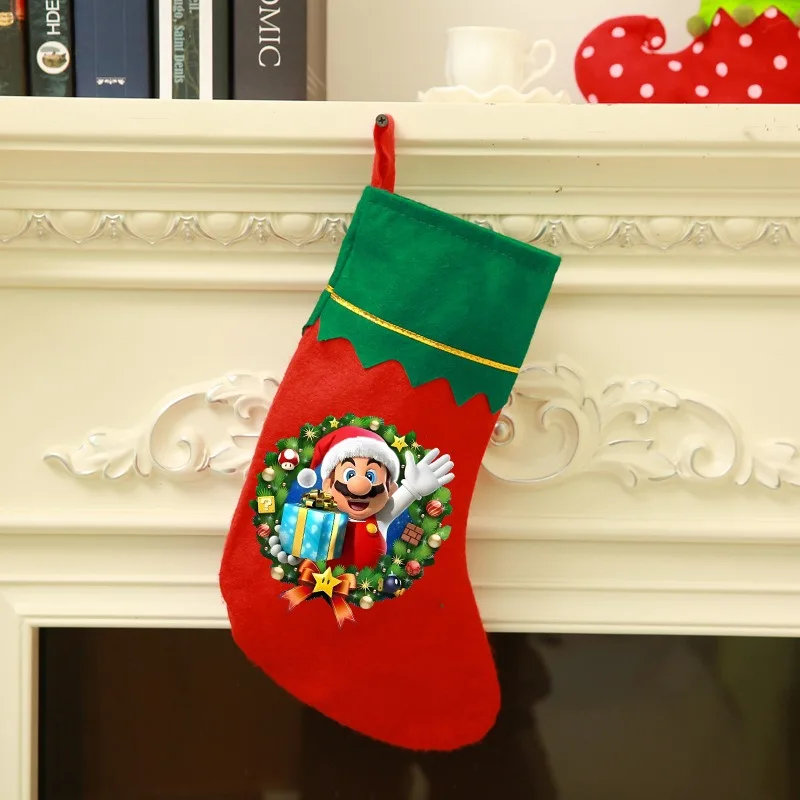 سوبر ماريو بروس عيد الميلاد تخزين الأميرة الخوخ حقائب للهدايا الكرتون أنيمي الأجهزة الطرفية المشتقة عطلة زينة المنزل