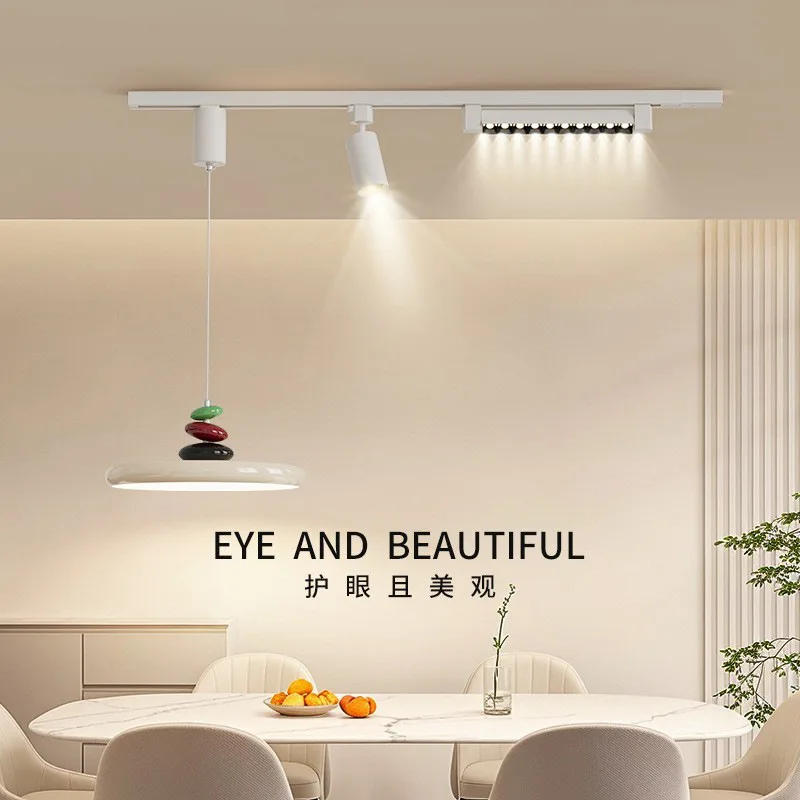Medieval Cream Wind Track Restaurant Chandelier Movable Dining Room Chandelier Retro Creative M Bean Bar Lighting
