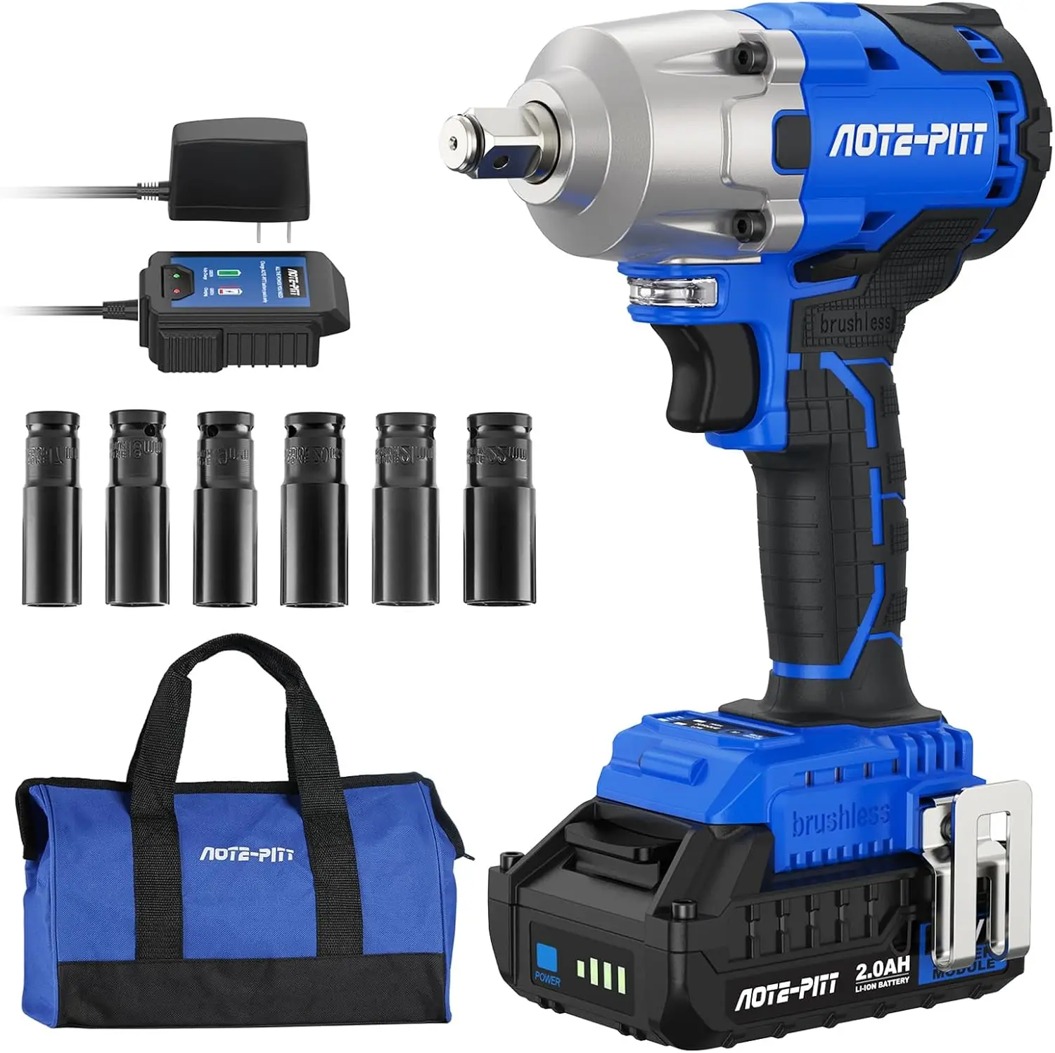 20V 4425 In-Lbs Brushless Impact Wrench Kit, 1/2 Inch Cordless Electric Impact Gun, High Torque 3,400 Ipm Impact Driver With 6