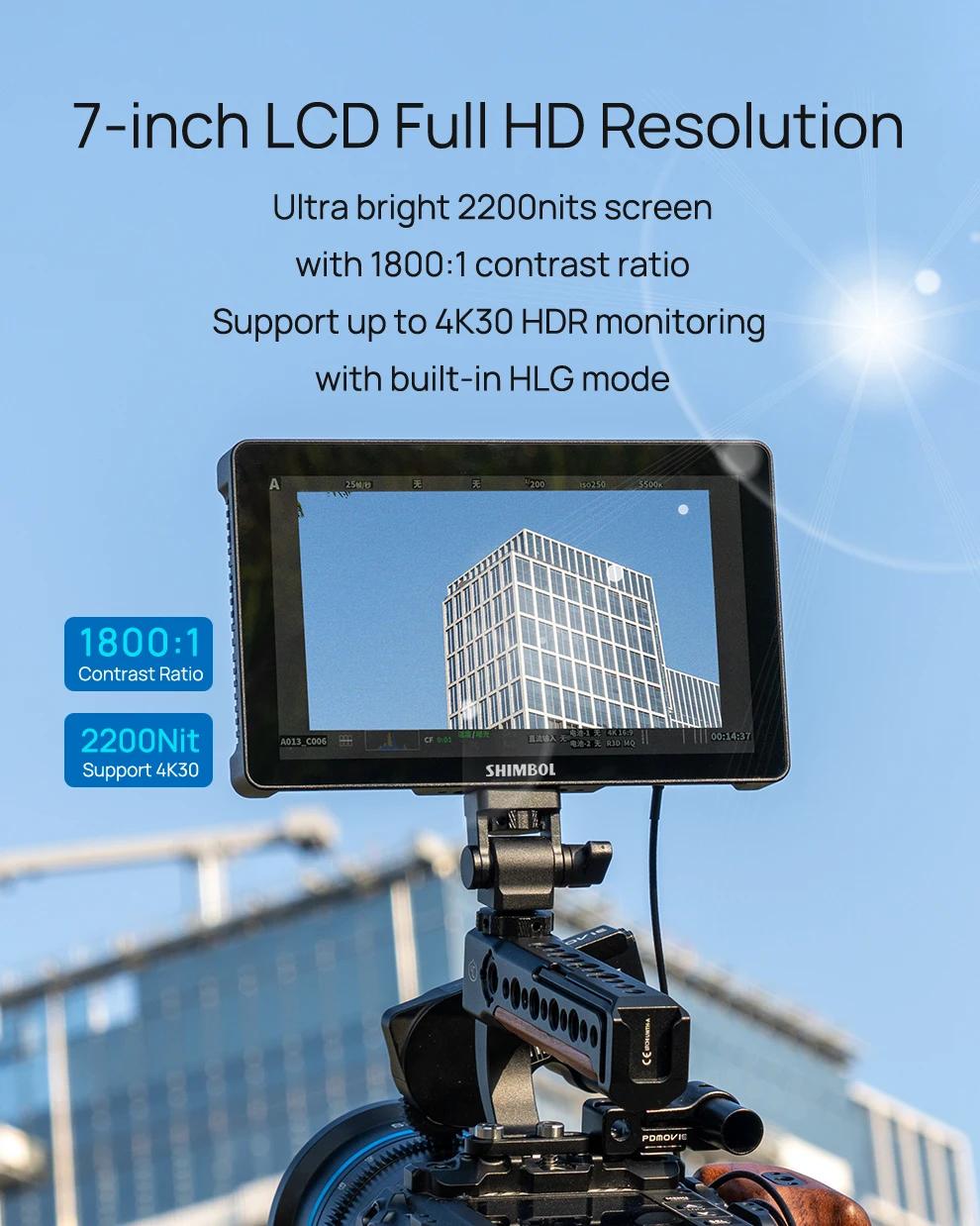 شاشة لمس 7 بوصة Shimbol Memory 7 Pro 4K HDMI/3G-SDI شاشة تسجيل ثلاثية الأبعاد LUT مخرج 2200Nits غلاف من الألومنيوم لكاميرات DSLR