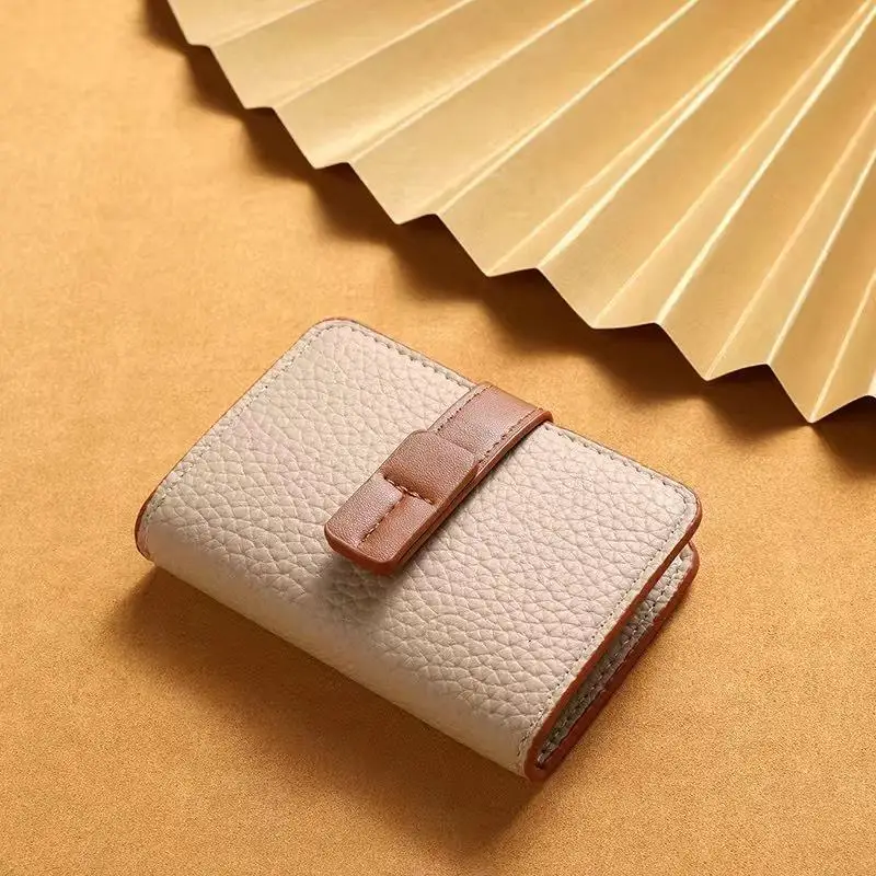 Kartenhalter aus genarbtem PU-Leder mit mehreren Fächern und sicherem Verschluss für den täglichen Gebrauch, Geschäftsreisen, schlanker Kartenorganizer – Detail 8