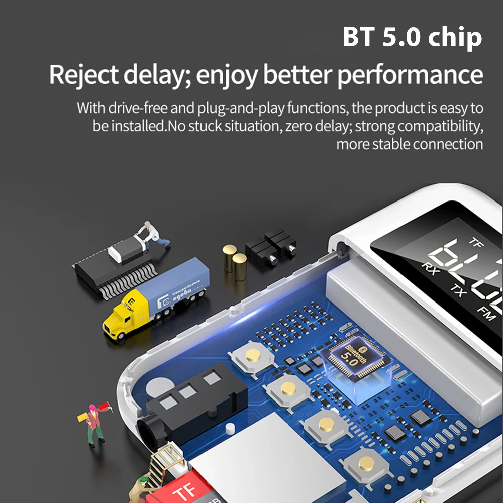Bluetooth-compatible 5.0 Transmitter Receiver Support TF Card Play Multifunctional Adapter Audio Receiver for Headphone Speaker