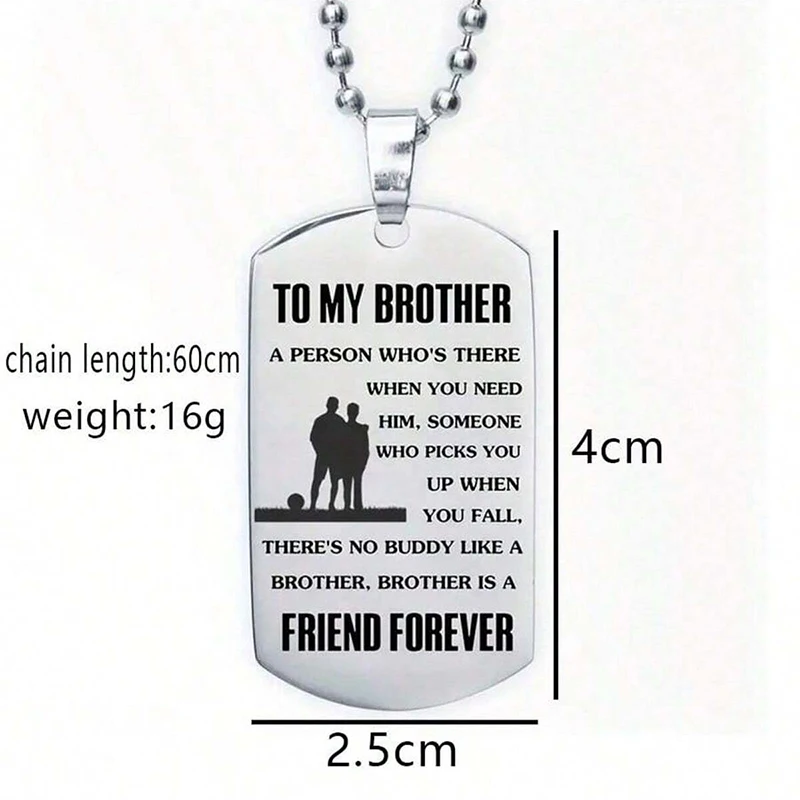 To My Brother Stainless Steel Necklace Lettering Pendant Inspirational Gifts Friends Forever