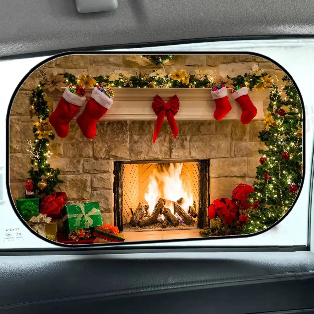 C-عيد الميلاد-S الجانب نافذة الشمسيات سيارة كهرباء فيلم الجانب نافذة ظلة الزجاج الأمامي السيارات نافذة ظلة غطاء للطفل #4