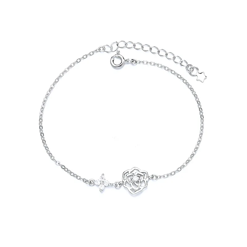 

Браслет из стерлингового серебра 925 пробы «Маленький принц, его роза», нишевый дизайн, камелия, ручные украшения для подарка для пожилых людей, основной камень с цирконом