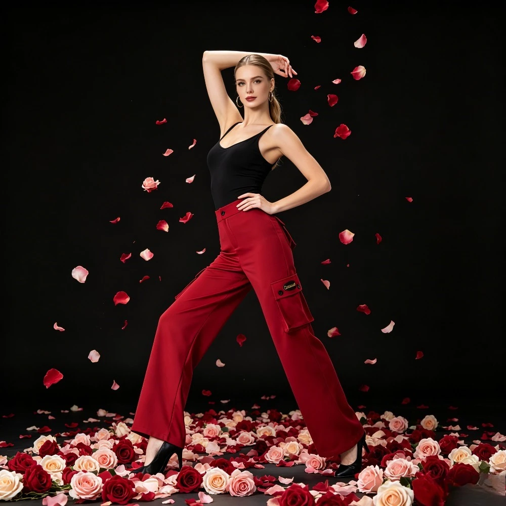 

Women's Loose Latin Dance Pants, Modern Standard Ballroom Practice Trousers Dance Costume for Daily Wear Training Performance