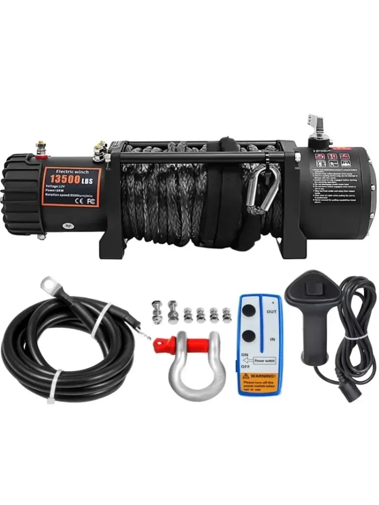 Leistungsstarke 13500 lbs Elektrische Winde | SIHAO 13500LBS 12V Elektrische LKW-Winde mit 27m/92ft Synthetischem Seil und Kabelloser & Kabelgebundener Fernbedienung für 4X4-Auto, Anhänger, ATV, LKW,