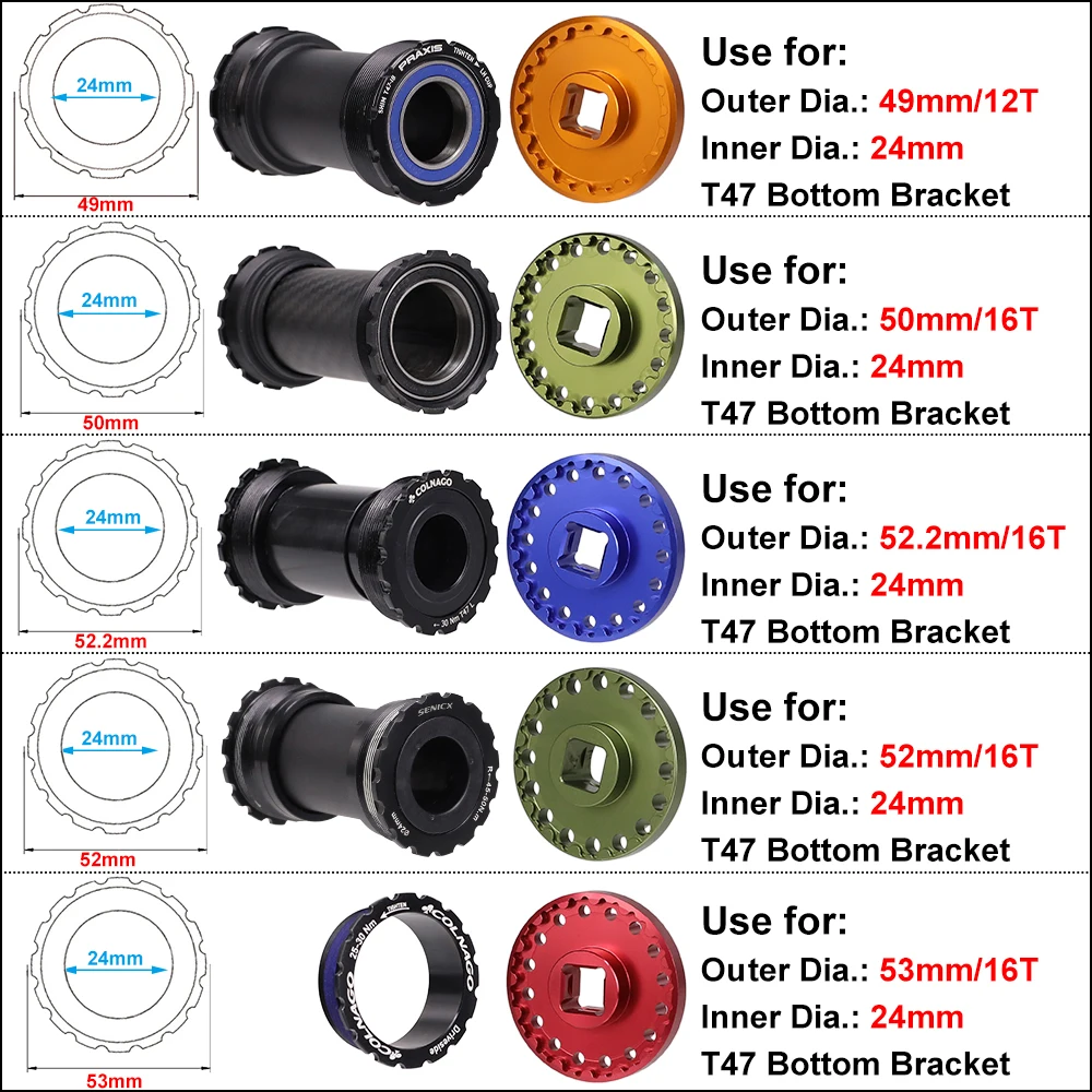 HEPPE Bicycle T47 Bottom Bracket Installation and Removal Tool Bike Bottom Bracket Wrench for 49-53mm 12T 16T T47 BB Repairing