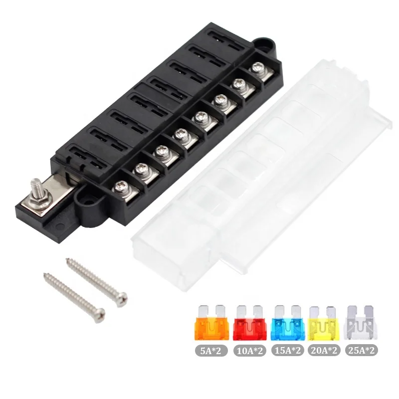 12~32V 4 Circuit Fuse Block Automotive Boat Marine 8 Way Blade Fuse Box with Cover
