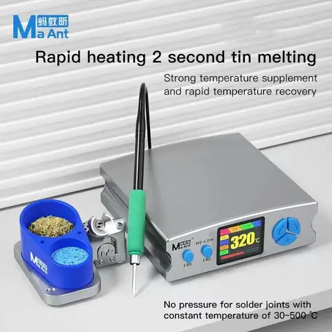 MaAnt HT-C210 Soldering Station Rework Station,Rapid Heating 2 Second Tin Melting,Compatible JBC Tips C210 Handle Soldering Tool