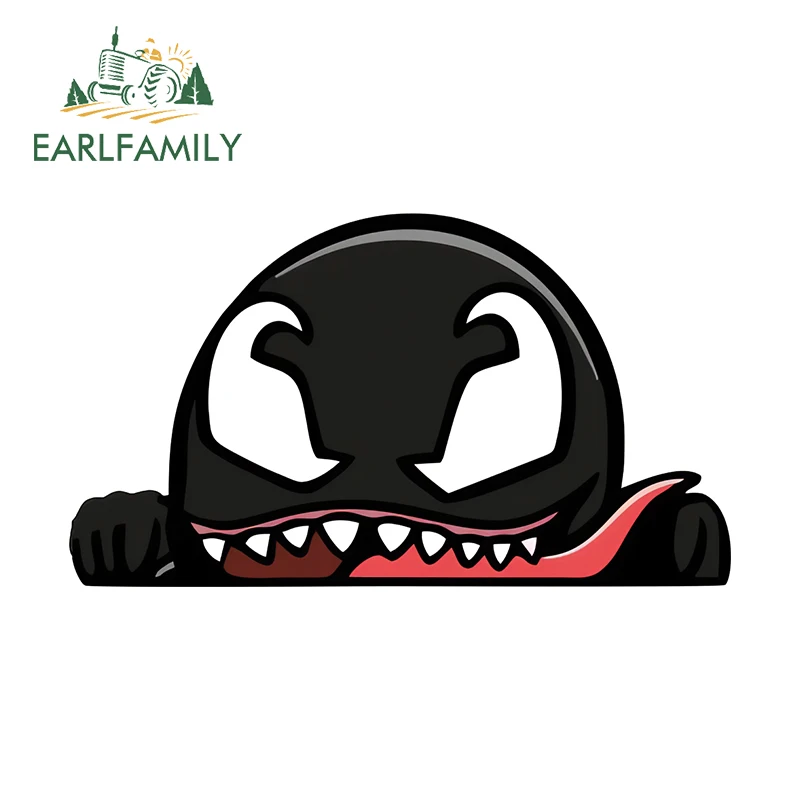 EARLFAMILY Cartoon VENOM Peeker Car Sticker Chibi Big Head PEEKING Decal Rear Glass Window Toolbox Graffiti Funny Car Decoration