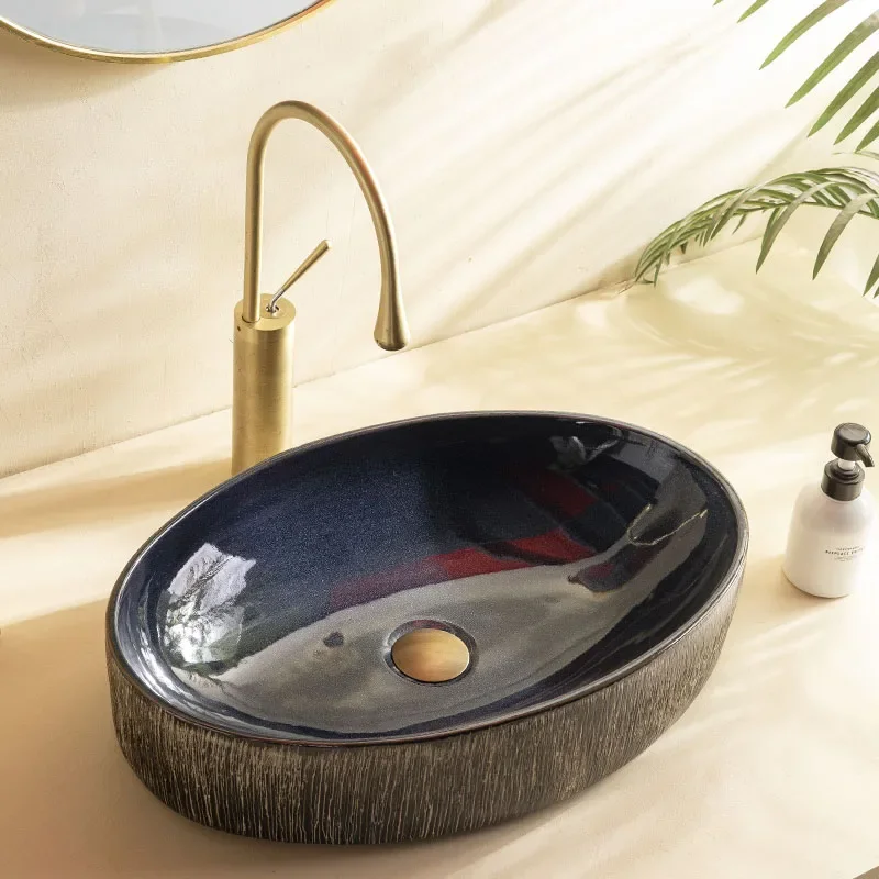 Oval retro table basin, wash hand  face basin, balcony toilet,  art ceramic wash basin  sink bathroom