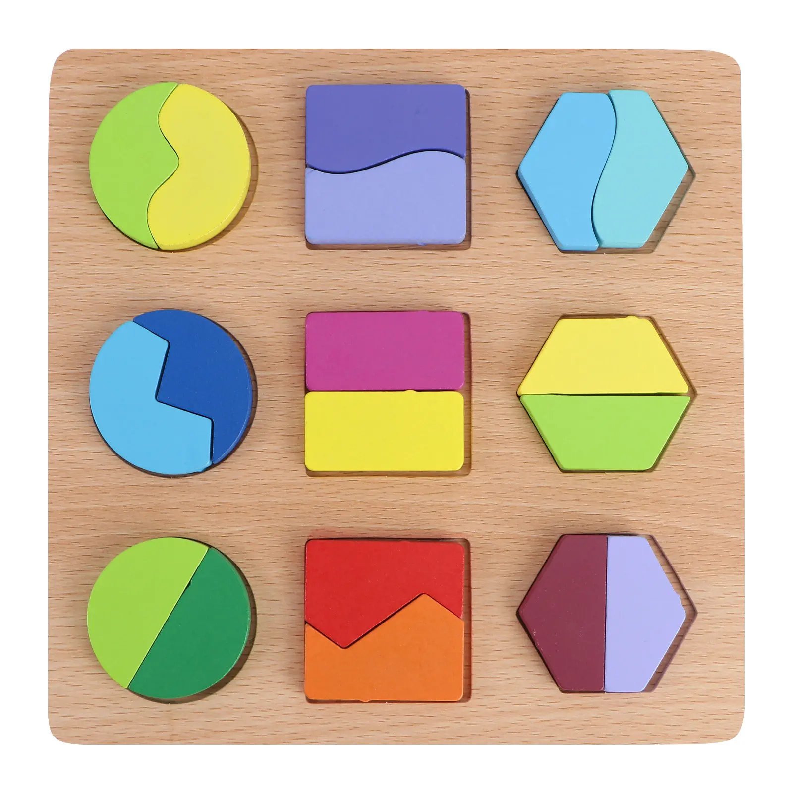 1Set Geometry Shape Puzzle Board Educational Cognitive Matching Game Early Learning Tool for Kids Eye-Hand Coordination Math