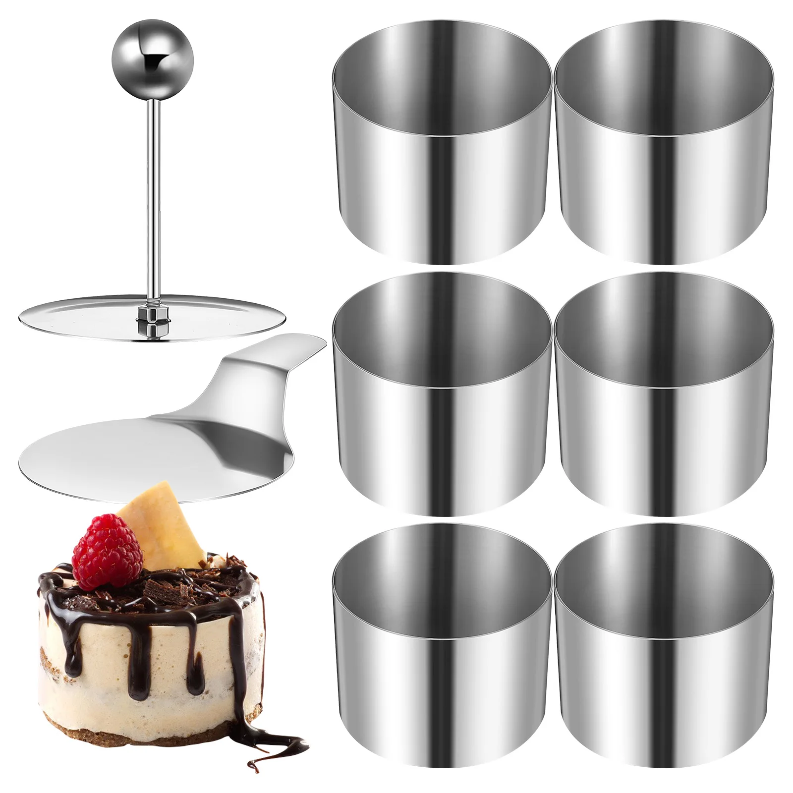 

1Set Stainless Steel Round Kitchen Mold for Cooking Mousse Cake Ring Mold Perfect for Baking Small Desserts Baking Rings