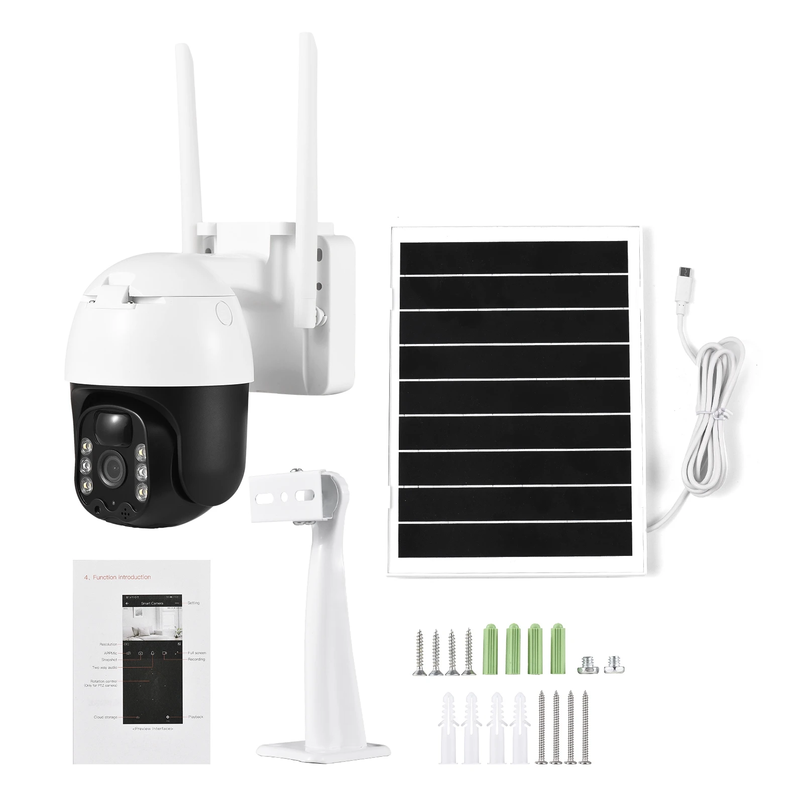 Solar Powered Wireless Camera 3MP Wall Mount Smart WiFi Camera IP66 Water Resistant Color Night Vision Two Way Audio Motion Dete