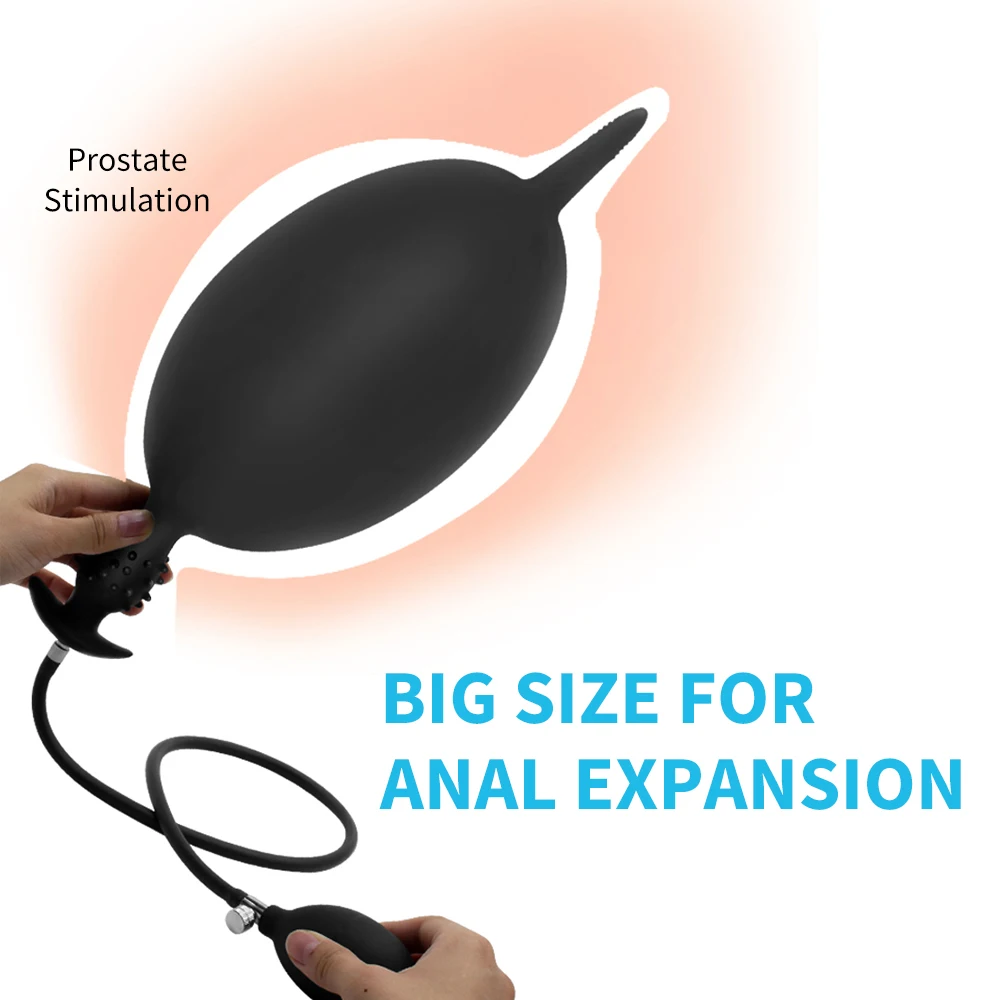 Inflatable Anal Plug Pump Dilator Butt Plug Super Big Prostate Massager Anal​ Expander Stretcher Adult Sex Toys for Women Men