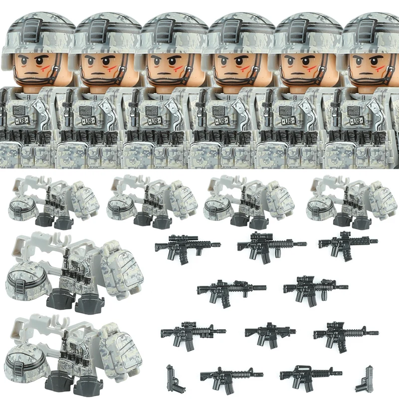 US Army Combat Uniform Special Forces Figures Building Blocks America Special Air Service Regiment Soldier Military Weapons Toys