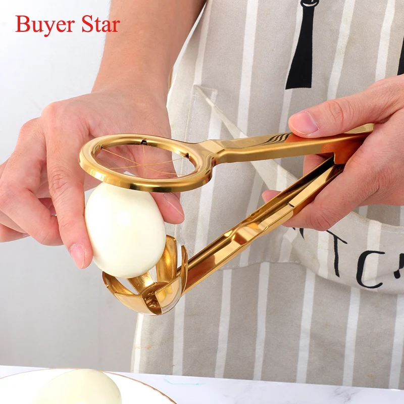 1PC Stainless Steel Creative Gold Egg Cutter Household Cooked Eggs Tool Separater Fancy Egg Splitter Kitchen Mold Slicer Gadgets