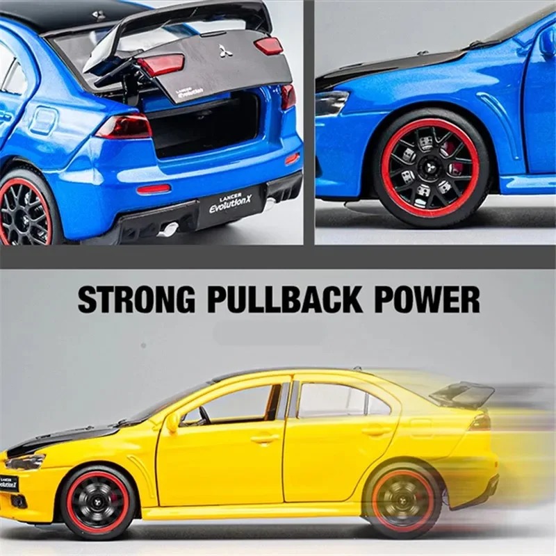 1:32 Mitsubishis Lancer Evo X 10 Alloy Racing Car Model Die Cast Metal Toy Vehicle High Simulation Sound and Light Car Toys Gift