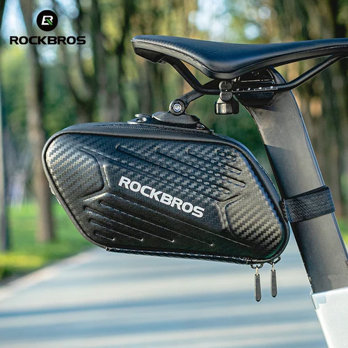 ROCKBROS-bolsa trasera para bicicleta, bolsa de almacenamiento para bicicleta de gran capacidad de 1,5 l, cinta reflectante impermeable, asiento para sillín trasero de montaña y carretera, bolsa para ciclismo