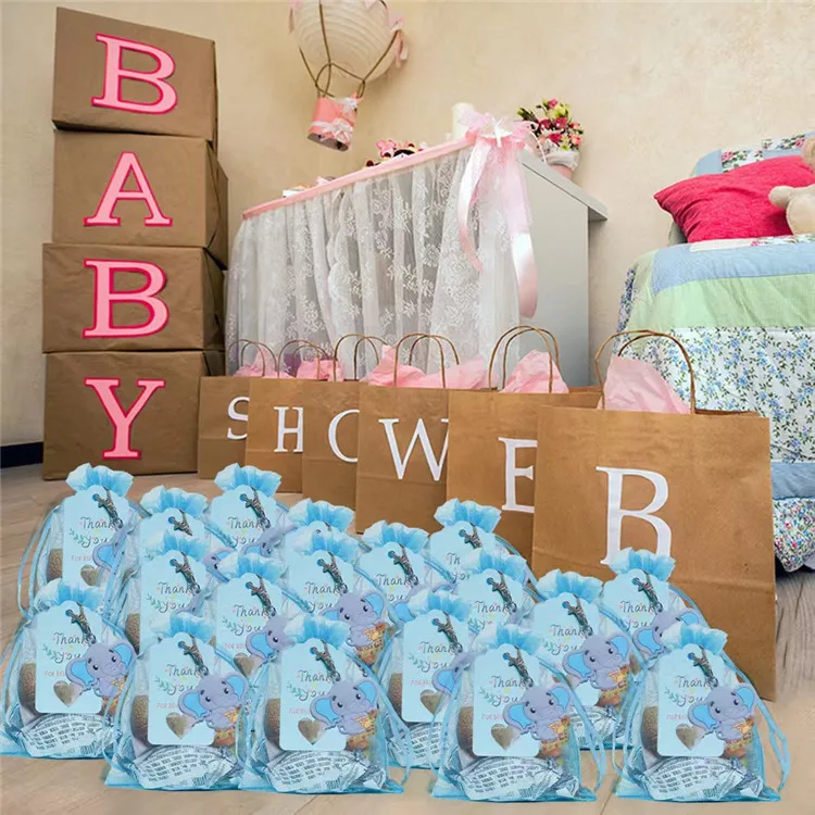 30 Sets Baby Shower Return Favor Elephant Keychains for Elephant Theme Party Favor Boys Girls Birthday Party Supplies