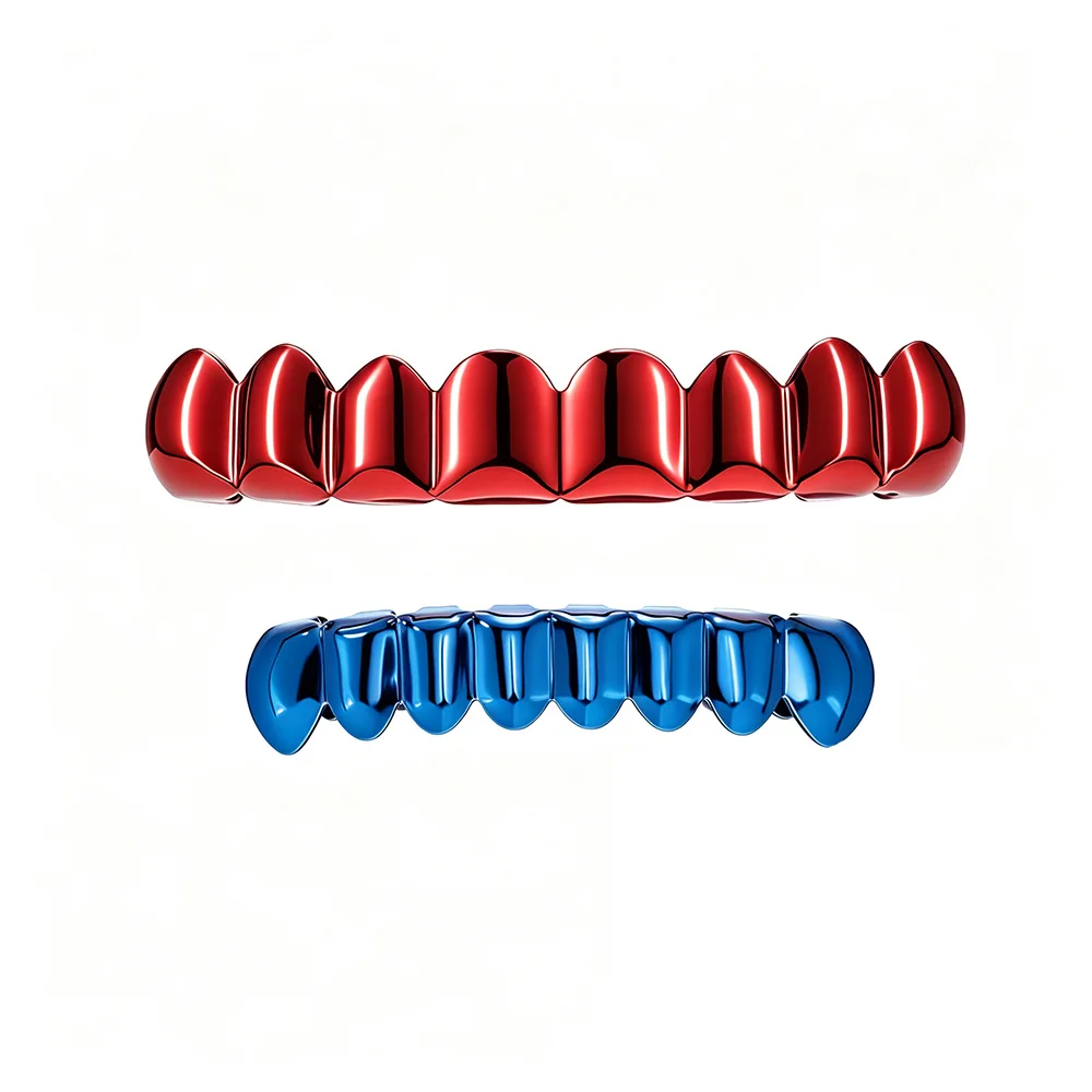 RACHELZ DIY Mix Match 8/8 Gold Silver Red Blue Black Color Teeth Grillz Hip Hop Smooth Tooth Caps For Women Men Jewelry Gift view 4