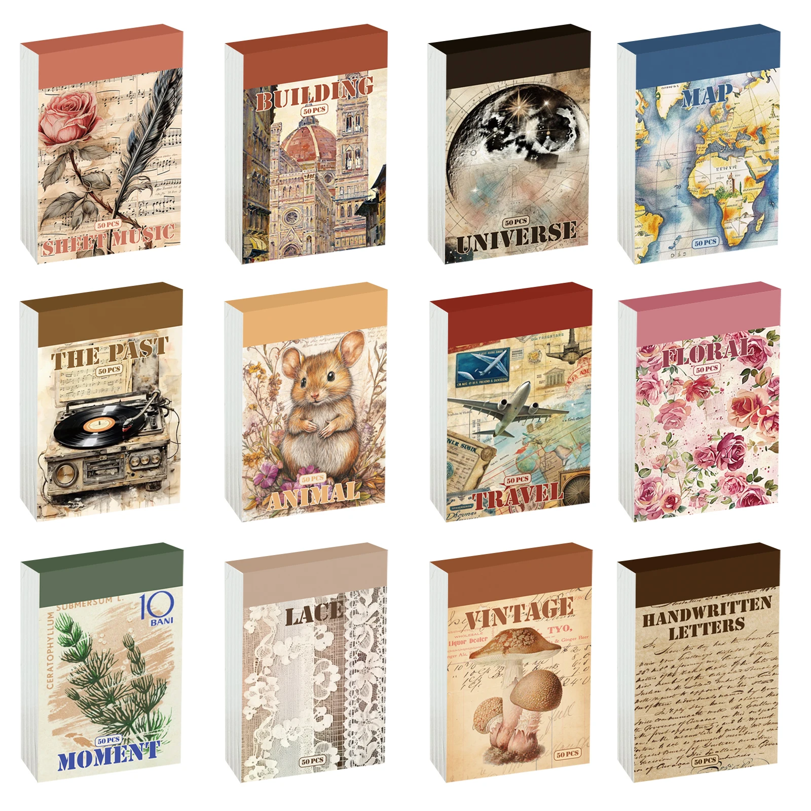 12 juegos de 600 hojas de pegatinas Washi para diario, diario artístico, tarjeta para diario, regalos artesanales, cuaderno planificador