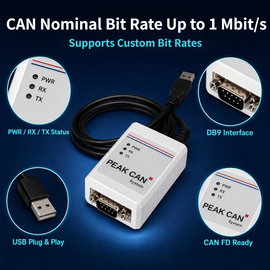 PCAN-USb Compatibile con il Modello Originale Peak Ipeh-002022/002021, Analizzatore PCAN Peak USB-CAN Bus, Adattatore CAN Bus, PCAN-View