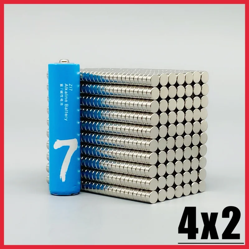 50~1000pcs4x2mmMiniSmallCircularMagnets4mmx2mmN35NeodymiumstrongDia4x2mmPermanentNdFeBHookTooldisc4*2mm