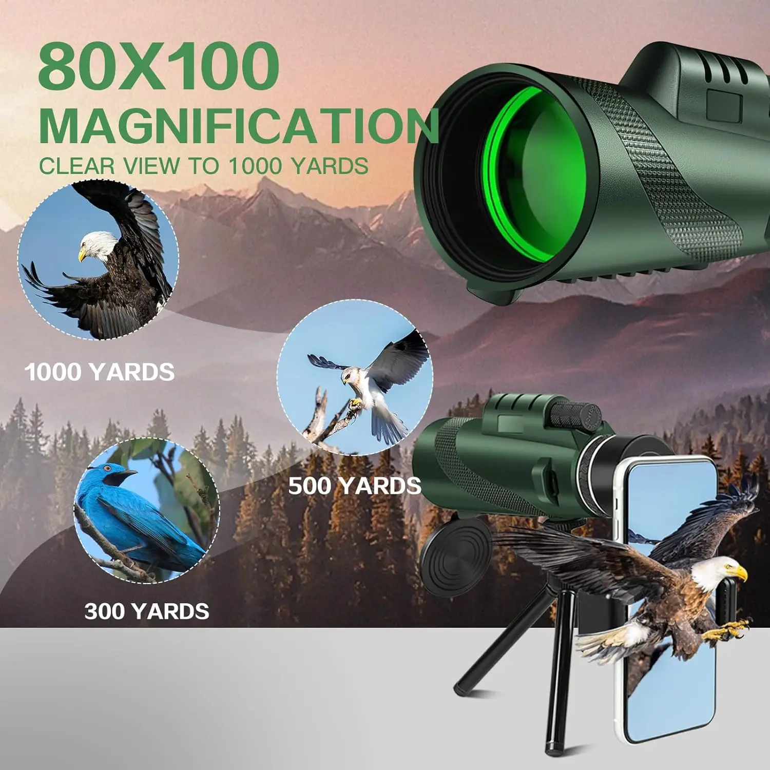 8X42 Professional Monocular Telescope Zoom Ipx4 Waterproof Bak4 Prism Fmc Coating For Hunting Hiking And Birdwatch Outdoor
