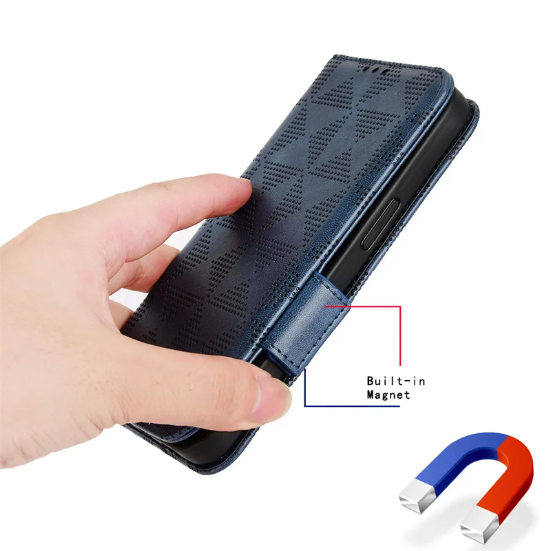 For Samsung Galaxy M54 5G luxury leather symmetrical triangle flip wallet phone case For GalaxyF54 5G stand function card holder