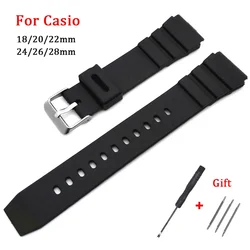 Silicone Strap for Casio 18mm 20mm 22mm 24mm 26mm 28mm Rubber Waterproof Watchband Students Electronic Sport Universal Wristband
