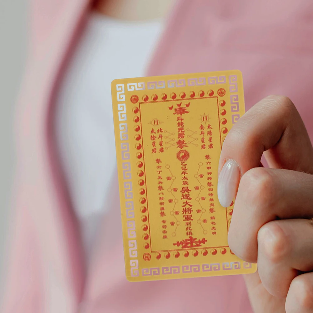 

5pcs Taisui Amulet Cards Chinese Style Feng Shui Wealth Success Auspicious Protection Traditional Amulet Card Portable Lucky