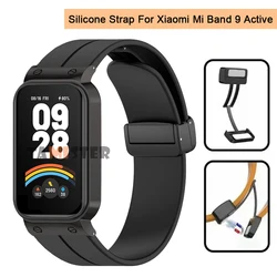 Silicone Strap For Xiaomi Smart Band 9 Active Watch Band Metal Magnetic Buckle Bracelet For Redmi Band 3 Wristband Correa Belt