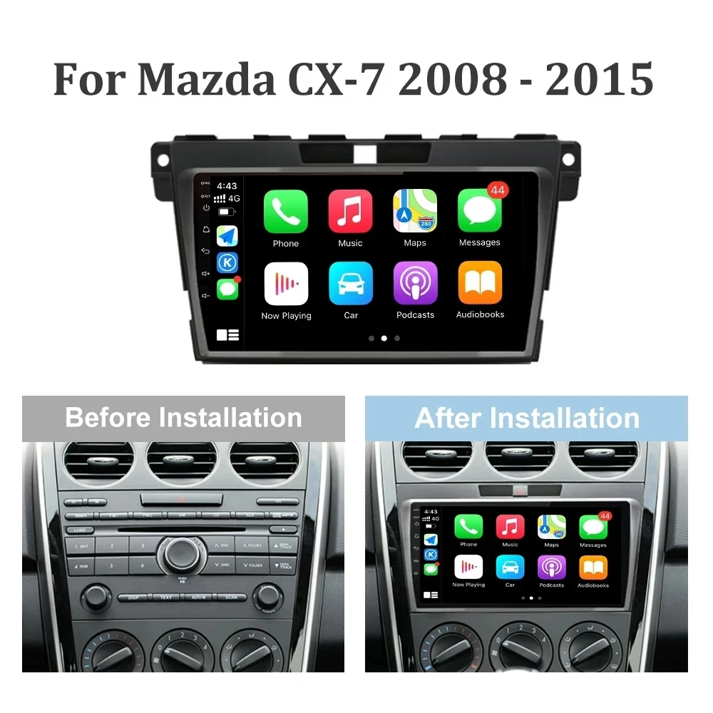 Android 14 Carplay Car Radio For MAZDA 2007 2008 2009 2010 - 2014 CX-7 CX7 CX 7 Navigation GPS Multimedia Player stereo wifi BT