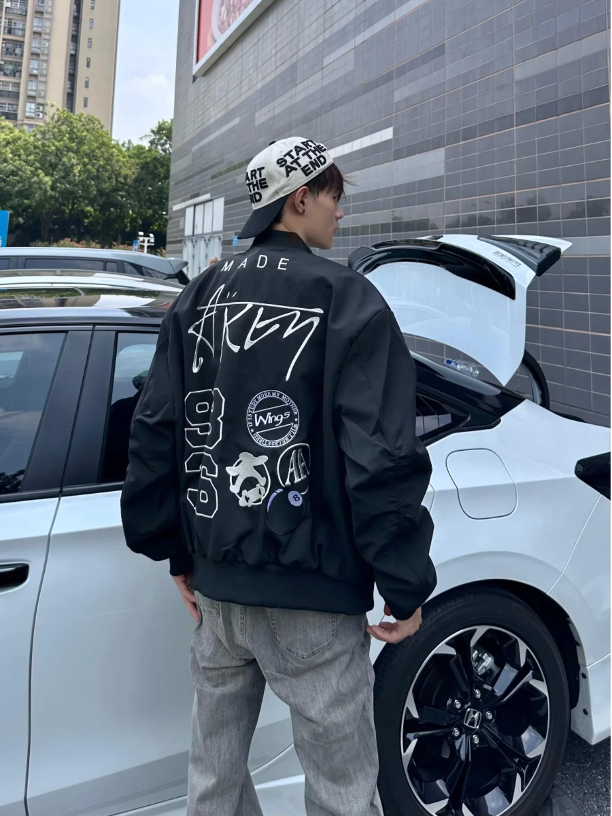 

American Streetwear Letter Embroidery Baseball Jaet ex Spring Autumn Trendy Loose Flight Jaet Youth Casual Long Sve