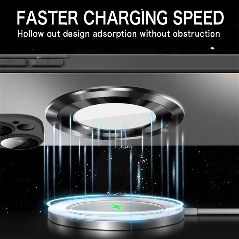 Original Magnetic AG Frosted Glass Phone Case For iPhone 15 16 Pro Max 14 13 12 11 For Magsafe Wireless Charging Back Cover Cap