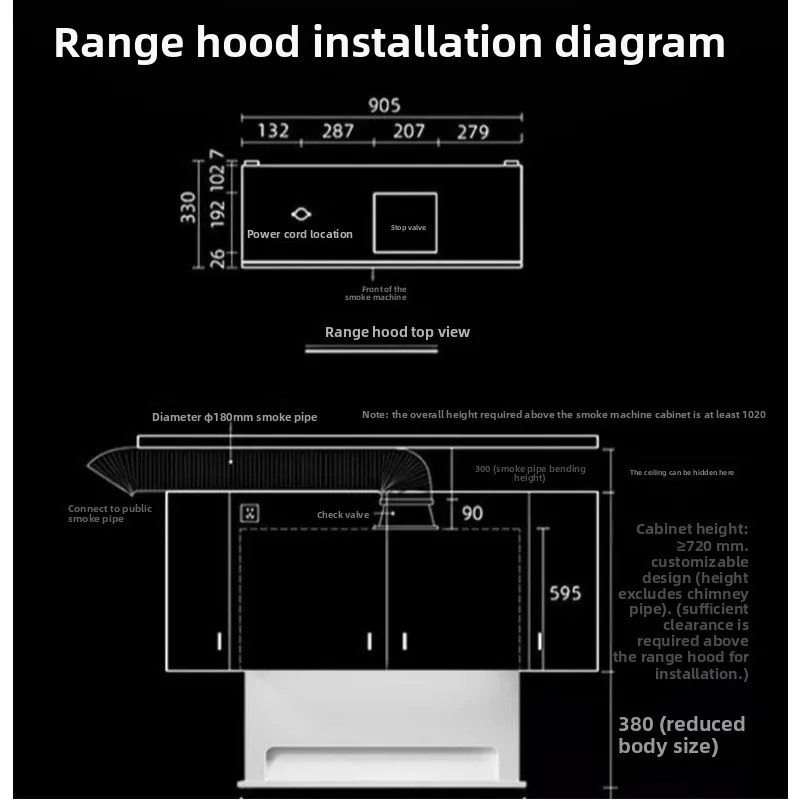 شفاط نطاق رفع وتردد من الفولاذ الصدأ للمطبخ المنزلي ماكينة شفط زيت شفط جانبية كبيرة