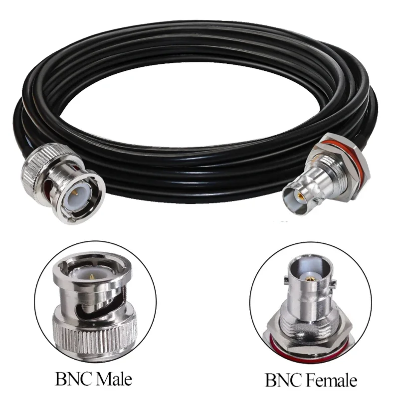 RG58 Cable BNC Male to BNC Male Waterproof BNC Female Bulkhead Crimp Coaxial Connector Pigtail Jumper Antenna Extension Cable
