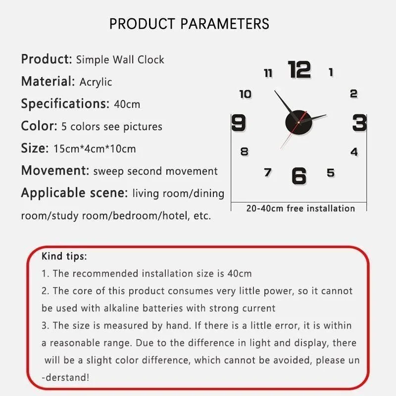 3D Wall Clock Luminous Frameless Wall Clocks DIY Digital Clock Wall Stickers Silent Clock for Office Wall Decor Study
