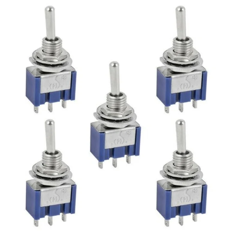 

10 шт. миниатюрный тумблер, однополюсный, двойной ход SPDT DPDT ON-OFF-ON ON-ON, 120 В переменного тока, 6 А, 1/4 дюйма, монтаж MTS-102 103