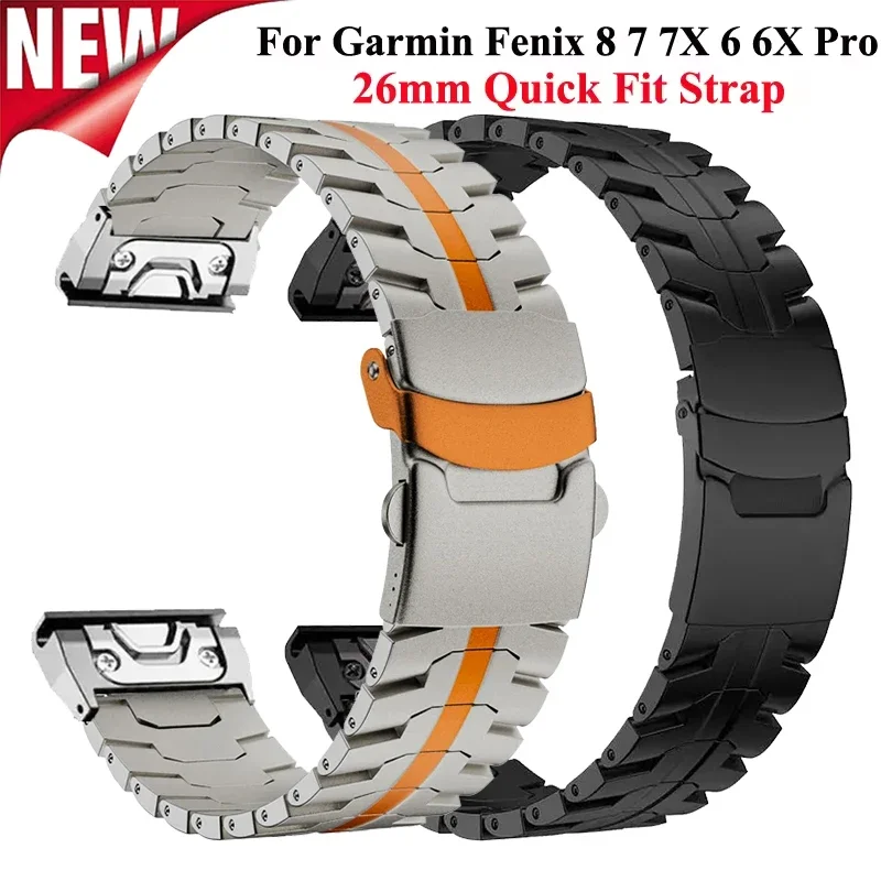 

QuickFit 26mm Stainless Steel Strap For Garmin Fenix 8 51mm 7 7X 6 6X Pro Metal Band For Garmin Fenix 3 5 5X Plus D2 Bracelet