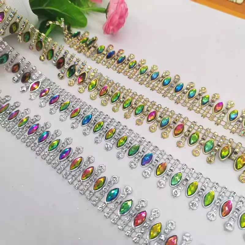 3 سنتيمتر 3 ياردة/مجموعة ملابس رقص شرابة معلقة قطعة الدانتيل الاكريليك الخرز الملون الدانتيل تقليم DIY بها بنفسك الملابس والاكسسوارات #5